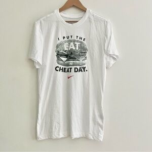 NWOT Nike I Put the Eat in Cheat Day Burger White with Black Font + Graphic S